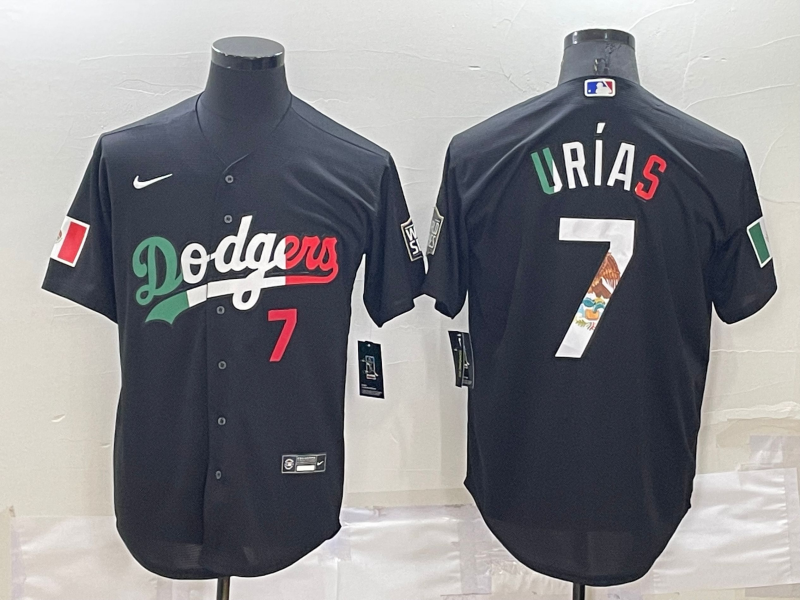 Men's Black Los Angeles Dodgers #7 Julio Urias Mexico Cool Base Stitched Baseball Jersey